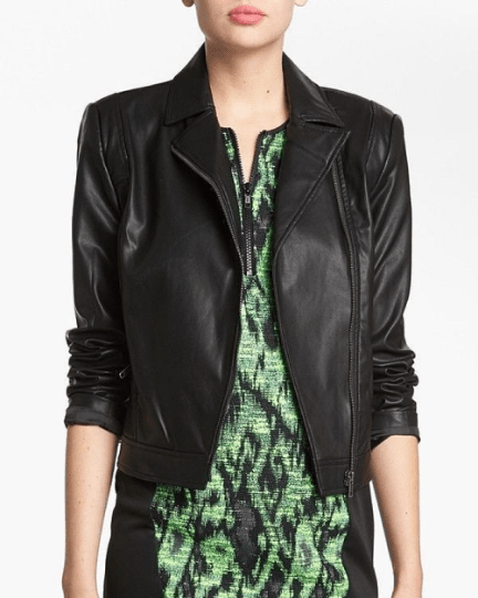 Noora Womens Genuine Shiny Black Lambskin Leather Jacket Casual Jacket With Zipper , Collared Jacket YK046 - Noora International