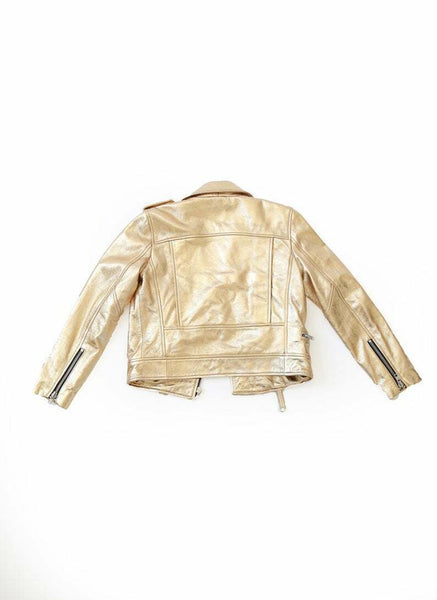 Noora Womens German Military Biker Motorcycle Lambskin Leather Gold Jacket QD827 - Noora International