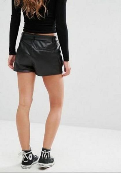 NOORA Womens & Girls Black HOT Lady Short Pant, Ladies Original Lambskin Leather Shorts Pant SJ536 - Noora International