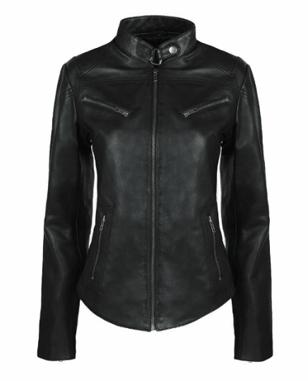 Noora Women's & Girls Leather jacket, Black Leather Biker Jacket Women , Casual Slim Fit Jacket , Party Jacket With zip & Button UN10 - Noora International