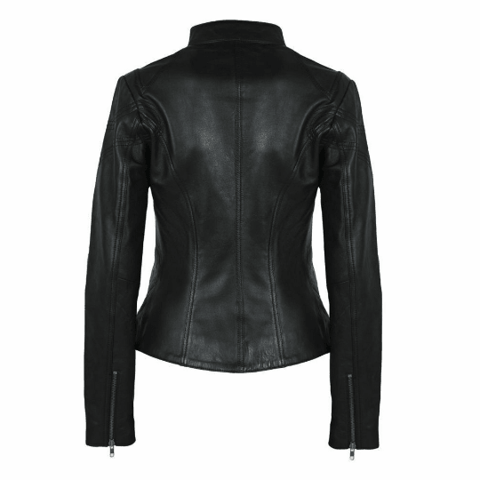 Noora Women's & Girls Leather jacket, Black Leather Biker Jacket Women , Casual Slim Fit Jacket , Party Jacket With zip & Button UN10 - Noora International