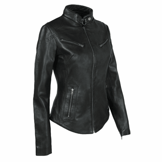 Noora Women's & Girls Leather jacket, Ladies Black Leather Biker Jacket, Casual Slim Fit Jacket, Glossy Party Jacket YK17 - Noora International