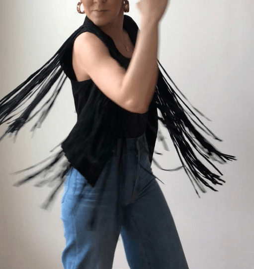 NOORA Womens Handmade Black Suede Fringe Jacket | Waterfall Jacket | Sleeveless Jacket | ST0106 - Noora International