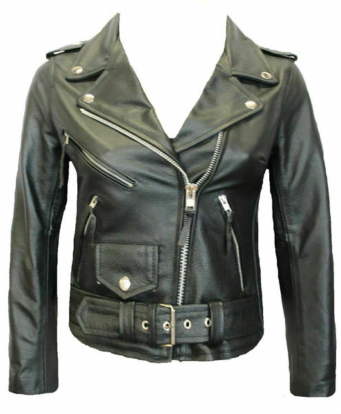 Noora Womens Ladies Real Soft Leather Racing Style Biker Jacket NEW L2 - Noora International