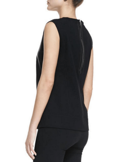 NOORA Womens Lambskin Black Leather Biker Tank Top With Back Side Zipper | Slim Fit Top | Sleeveless Top | ST091 - Noora International