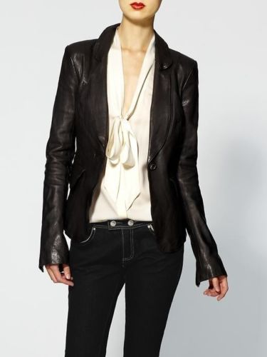 Noora Women's Lambskin Black Leather Blazer, Formal Blazer Coat ST0291 - Noora International