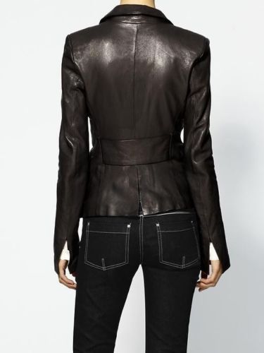 Noora Women's Lambskin Black Leather Blazer, Formal Blazer Coat ST0291 - Noora International