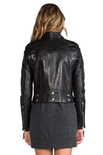 NOORA Womens Lambskin Black Leather Cropped Biker Jacket With Zipper & Pockets | Belted Jacket | Zip On Sleeves | ST036 - Noora International