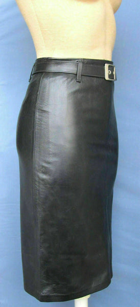 Noora Womens Lambskin Black Leather pencil skirt 100% Genuine SK-20 - Noora International