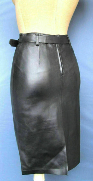 Noora Womens Lambskin Black Leather pencil skirt 100% Genuine SK-20 - Noora International