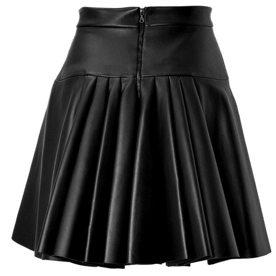 NOORA Womens Lambskin Black Leather Pleated Flared Skirt | Mini Skirt With Back Side Zipper | Above Knee Skirt | ST0115 - Noora International