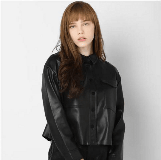 Noora Womens Lambskin Black Leather Shirt Jacket ,Motor Biker Leather Shirt With Collared | Slim Fit | Gift For Her | ST037 - Noora International