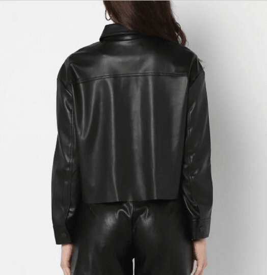 Noora Womens Lambskin Black Leather Shirt Jacket ,Motor Biker Leather Shirt With Collared | Slim Fit | Gift For Her | ST037 - Noora International