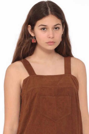 NOORA Womens Lambskin Brown Suede Jumper Style Mini Dress | Sleeveless Dress | Party wear Dress | ST089 - Noora International