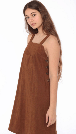 NOORA Womens Lambskin Brown Suede Jumper Style Mini Dress | Sleeveless Dress | Party wear Dress | ST089 - Noora International