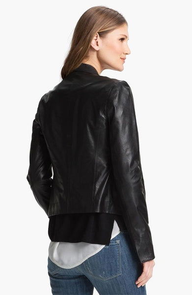 Noora Women's Lambskin Leather Black Blazer Motorcycle leather jacket ST0300 - Noora International