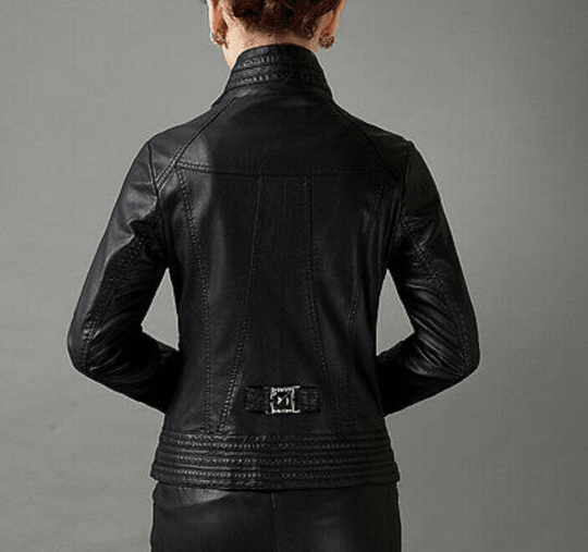 Noora Women's Lambskin Leather CROPPED Moto Biker Jacket Slim-fit, Long Sleeves, Beautiful LOOK Jacket With Zip & ButtonsUN06 - Noora International