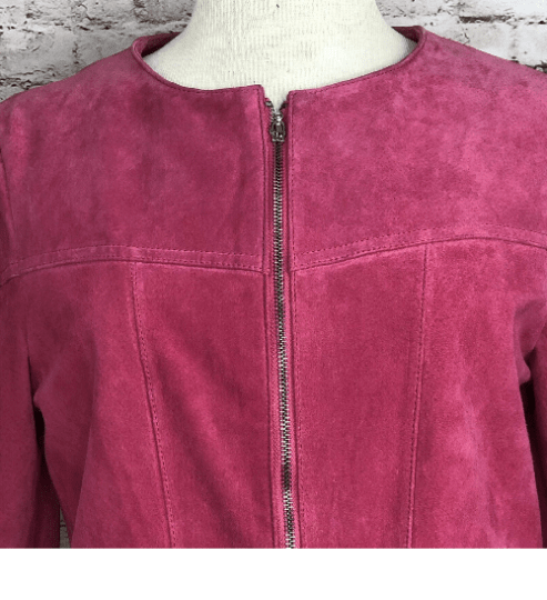 Noora Womens Lambskin Leather Pink Top Style Jacket Designer Ruffle Sleeve, With Zipper Pink Party Wear Top Jacket UN02 - Noora International
