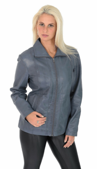NOORA Womens Lambskin Nicole Blue Leather Biker Jacket With Zipper & Pocket | Gift For Her | ST064 - Noora International