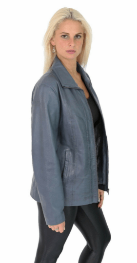NOORA Womens Lambskin Nicole Blue Leather Biker Jacket With Zipper & Pocket | Gift For Her | ST064 - Noora International