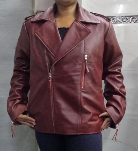Noora Women's Maroon Lambskin Leather Jacket |Motorcycle Slim Fit Designer Biker Jacket | Western Wear Leather Jacket | - Noora International