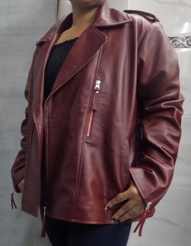 Noora Women's Maroon Lambskin Leather Jacket |Motorcycle Slim Fit Designer Biker Jacket | Western Wear Leather Jacket | - Noora International