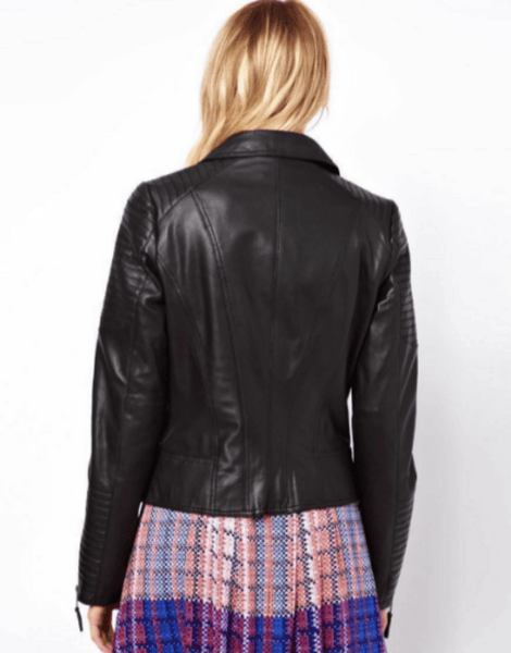 NOORA Womens New Gorgeous Lambskin Leather Black Motorcycle Quilted Jacket With Zipper & Pocket | Gift For Her | ST022 - Noora International