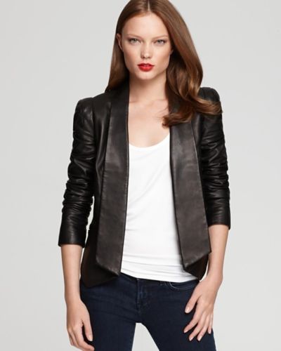 Noora Women's No-Zipper Black Motorcycle Leather jacket ST0298 - Noora International