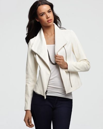 Noora Women’s pure white leather jacket ST0276 - Noora International