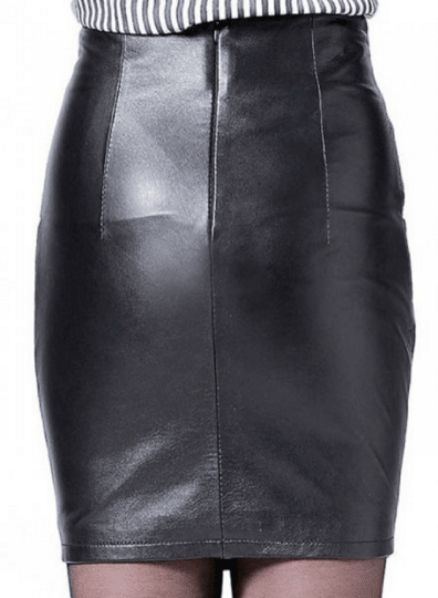 NOORA Womens Real Lambskin Black Leather Bow Skirt , Customize Leather skirt for Halloween Party | Club | Casual Wear | ST0118 - Noora International
