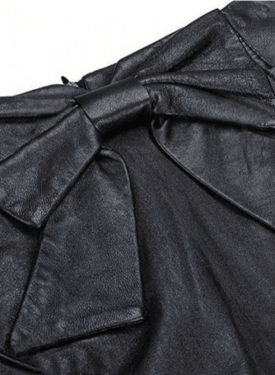 NOORA Womens Real Lambskin Black Leather Bow Skirt , Customize Leather skirt for Halloween Party | Club | Casual Wear | ST0118 - Noora International