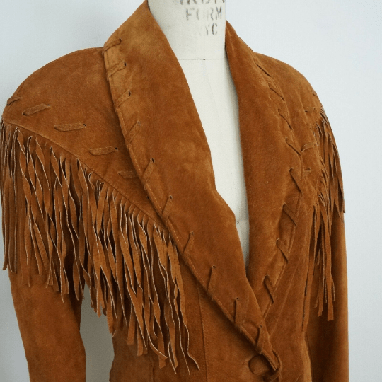 NOORA Womens Real Lambskin Golden Tan Suede Fringe Jacket | Cropped Jacket | Slim Fit Jacket | Gift For Her | ST074 - Noora International