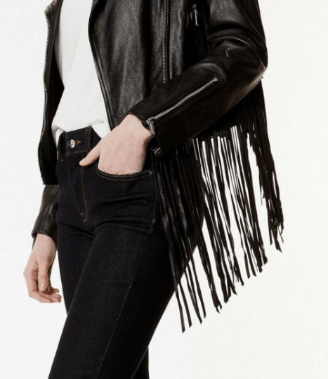 NOORA Womens Real Lambskin Leather Black Fringe Style Jacket With Zipper | Zipped Pocket | Zip On Sleeves | RT109 - Noora International