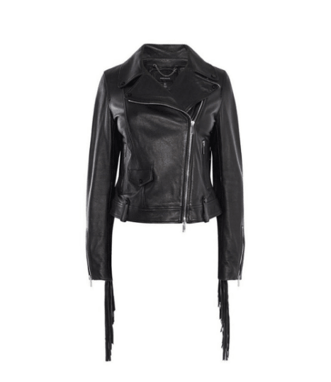 NOORA Womens Real Lambskin Leather Black Fringe Style Jacket With Zipper | Zipped Pocket | Zip On Sleeves | RT109 - Noora International