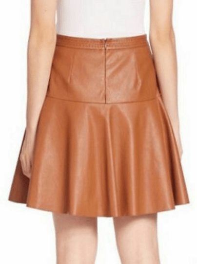 NOORA Womens Real Lambskin Tan Leather Mini Skirt WIth Zipper , High Waist Skirt | Short Circle Skirt | ST0114 - Noora International