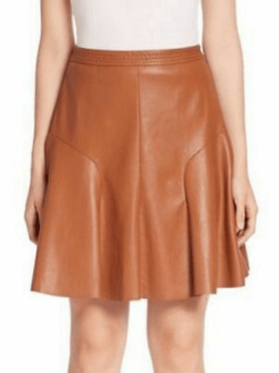 NOORA Womens Real Lambskin Tan Leather Mini Skirt WIth Zipper , High Waist Skirt | Short Circle Skirt | ST0114 - Noora International
