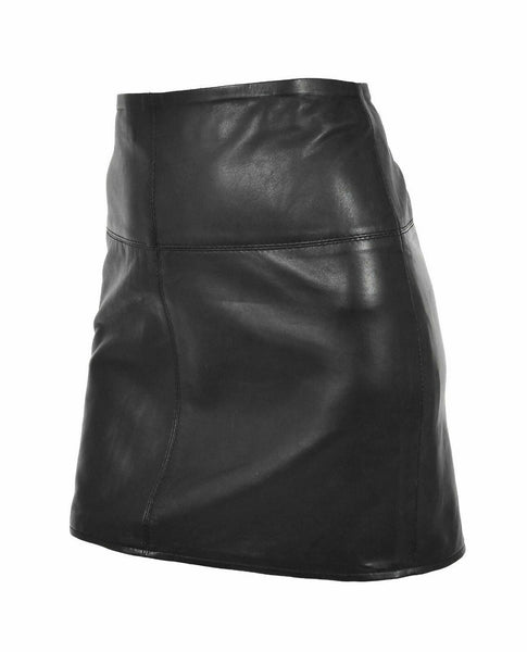 NOORA Womens Real Soft Black Leather Mini Skirt Hot Sexy Club Party Wear WA490 - Noora International