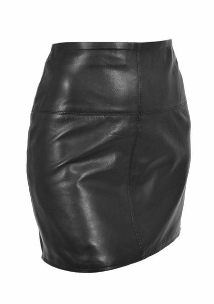 NOORA Womens Real Soft Black Leather Mini Skirt Hot Sexy Club Party Wear WA490 - Noora International