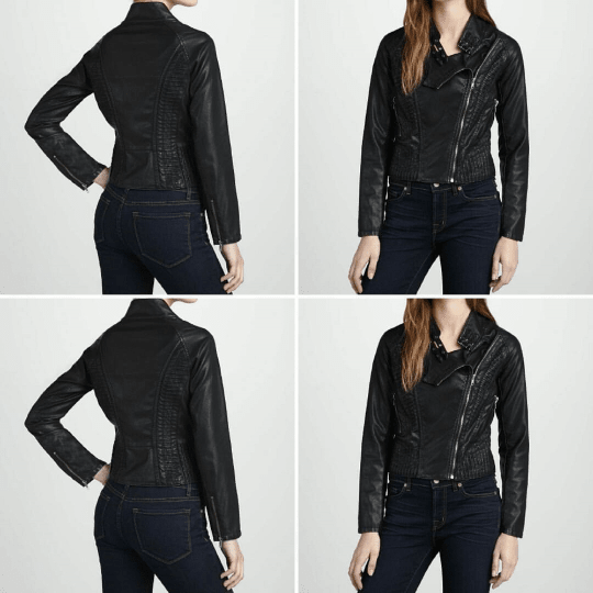 NOORA Women's Shirt Type Black Leather Trendy Cool, Casual Wear, Office Wear Jacket With Zipper, Biker Jacket UN028 - Noora International