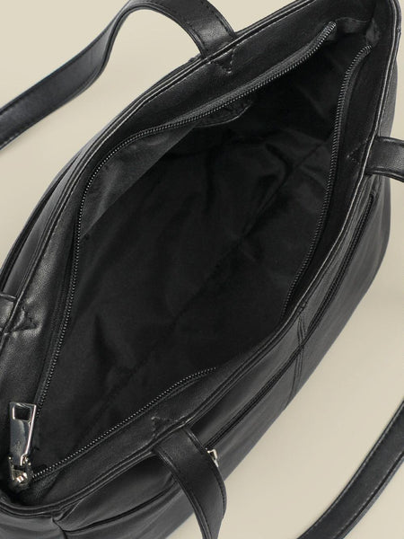 Noora Women's Simple Black Leather Handbag Made with Pure Leather BS-120 - Noora International