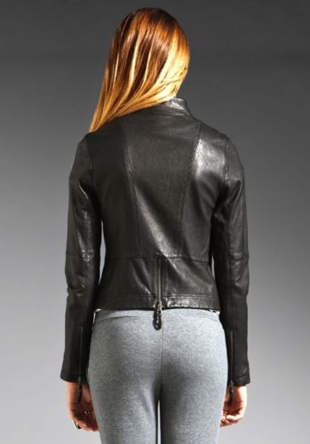 Noora Women's space grey Biker leather jacket ST0231 - Noora International