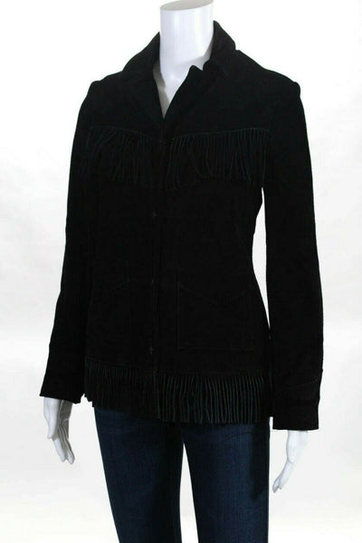 NOORA Womens Suede Leather Jacket Fringe Black Fasion Jacket All Size SJ435 - Noora International