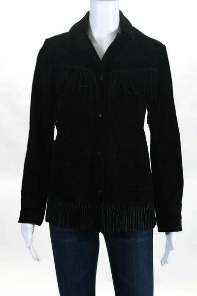 NOORA Womens Suede Leather Jacket Fringe Black Fasion Jacket All Size SJ435 - Noora International