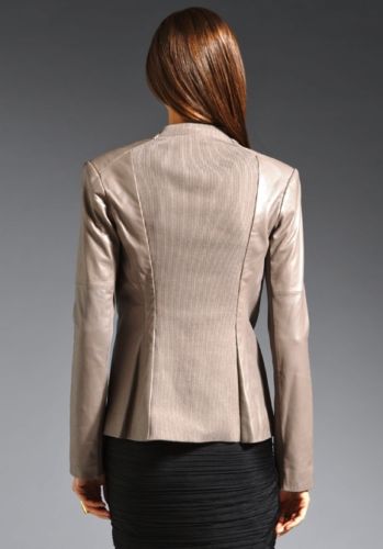 Noora Women's taupe formal leather blazer ST0272 - Noora International
