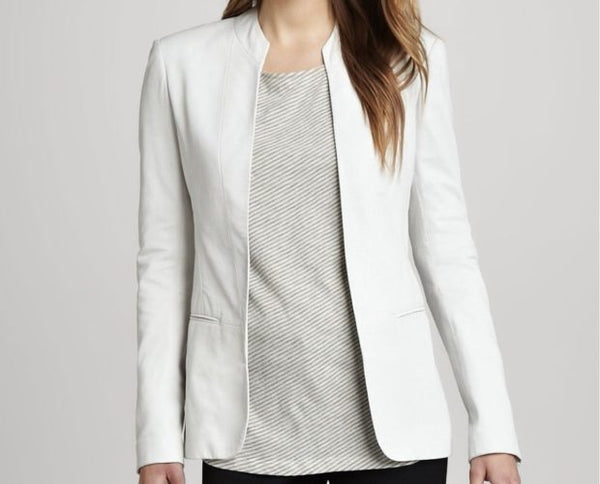 Noora Women's White blazer leather jacket ST0279 - Noora International