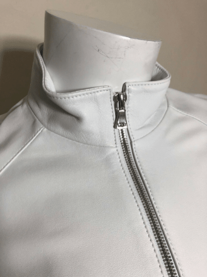 NOORA Womens White Leather Biker Crop Jacket | Slim Fit Jacket | Motorcycle Jacket With Zipper | ST024 - Noora International