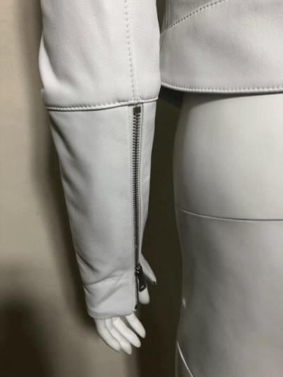 NOORA Womens White Leather Biker Crop Jacket | Slim Fit Jacket | Motorcycle Jacket With Zipper | ST024 - Noora International