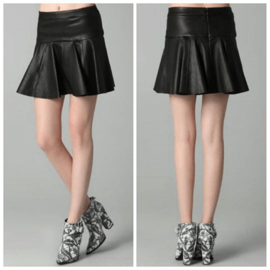 NOORA Womes Handmade lambskin Leather Black Mini Short Pleated Skirt | Mini Flared Skater Skirt | Party Wear Skirt | ST0110 - Noora International