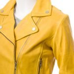 Noora YELLOW Lambskin Leather Motorcycle Biker Jacket for Women SN015 - Noora International