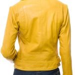 Noora YELLOW Lambskin Leather Motorcycle Biker Jacket for Women SN015 - Noora International